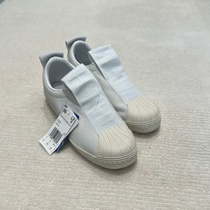 NWT Adidas Superstar White Slip On Tennis Shoes Size 7 1/2